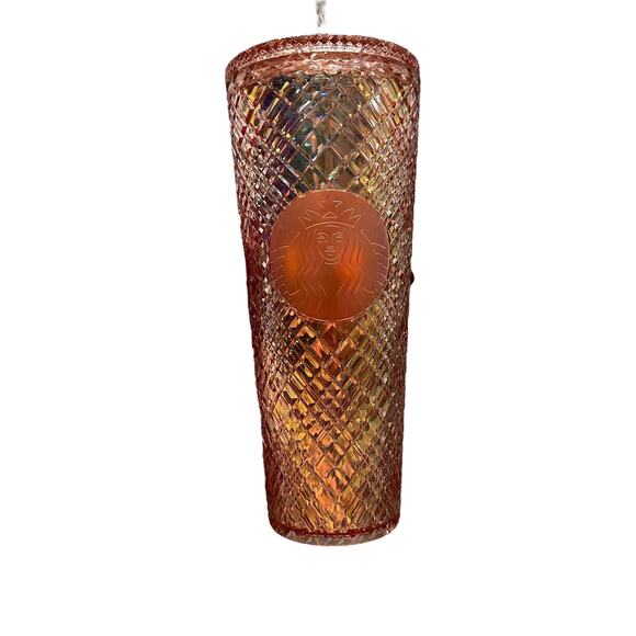 Starbucks 2021 Winter Holiday Jeweled 24oz Cold Tumbler Rose Gold Venti NWT - Picture 1 of 2